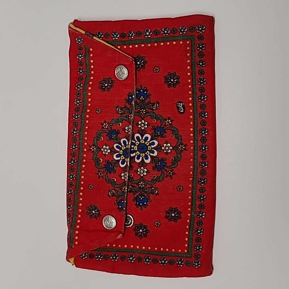 Kolf Austria Vintage Folk Art 1950s Red Floral Clutch Wallet